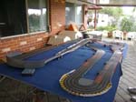 The first meet of the year was held at Bills, where we raced a lot of 1/32nd cars on his routed track. The HO cars got a small look in after lunch, with no real racing, but more of a social gathering.
